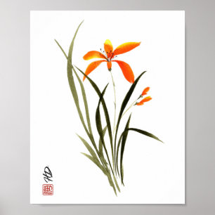 Poster Harmonie d'Orchidée Ambre Art Aquarelle