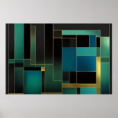 Poster Harmonie Dorée en Vert et Bleu (Devant)