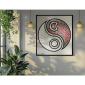 Poster Harmonie élégante - Rouge et blanc complexe Yin Ya