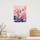 Poster Harmonie florale : Symphonie de rose et de bleu (Cuisine)