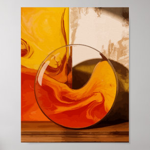 Poster Harmonie Liquide dans des Tons Chauds