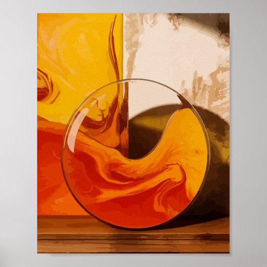 Poster Harmonie Liquide dans des Tons Chauds (Devant)