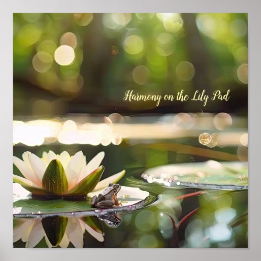 Poster Harmonie sur l'eau : Grenouille et Lys d'eau (Devant)
