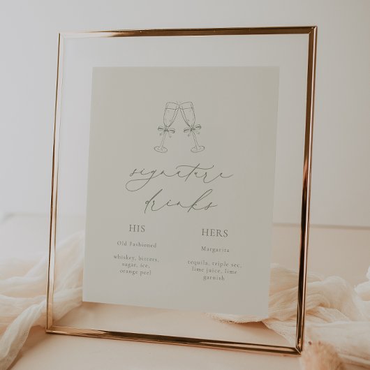 Poster HARMONY Sage Green Signature Boissons Mariage