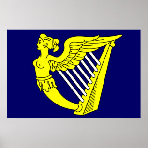 Poster Harpe mousseuse à ailes bleues, drapeau irlandais