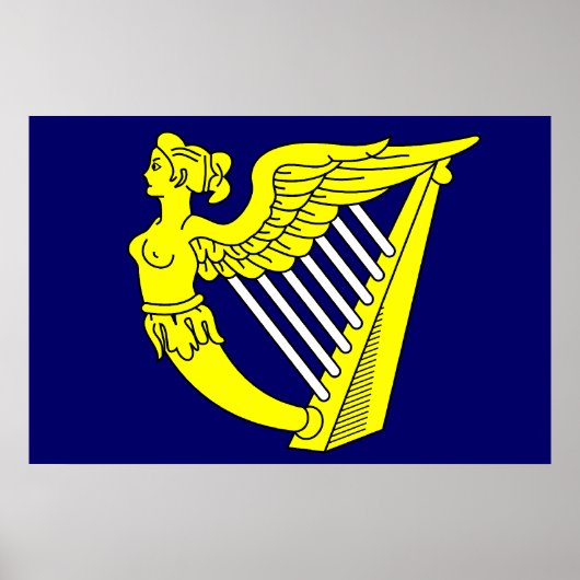 Poster Harpe mousseuse à ailes bleues, drapeau irlandais (Devant)