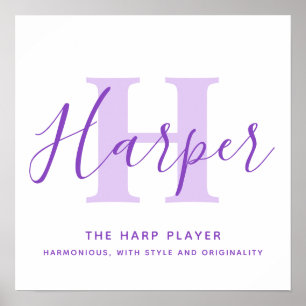 Poster Harper nom signifiant texte violet personnalisé