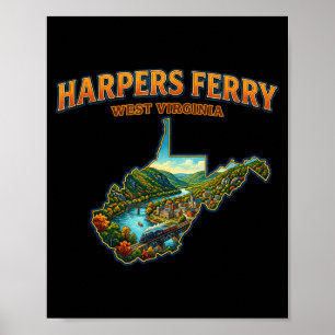 Poster Harpers ferry virginie occidentale carte vintage p