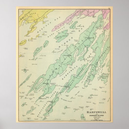 Poster Harpswell, îles adjacentes (Devant)