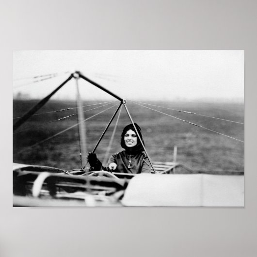 Poster Harriet Quimby dans son Monoplane Bleriot (Devant)