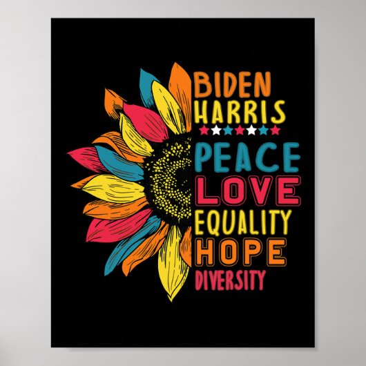 Poster Harris 2020 Peace Love Equality Hope Diversity 1 (Devant)