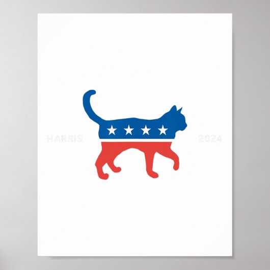 Poster Harris 2024 Democrat Cat - Vote For Kamala W Elect (Devant)