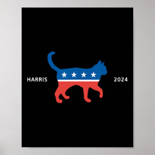 Poster Harris 2024 Democrat Cat - Vote Pour Kamala Wheime