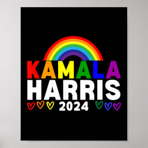 Poster Harris 2024 Gay pride Rainbow Élection Lgbt