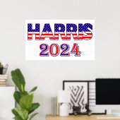 Poster Harris 2024 Président Démocrate USA Texte du drape (Bureau à domicile)