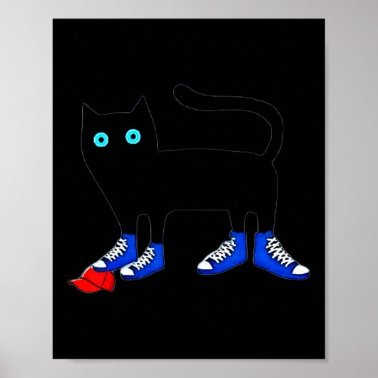 Poster Harris Chat Portant une toile bleue Chaussures Éch (Devant)