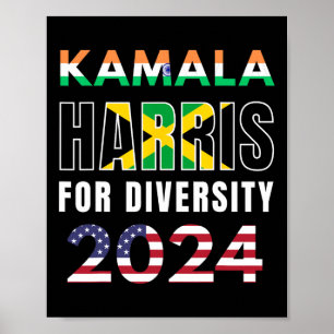 Poster Harris Inde Jamaïque Drapeau Diversité 2024