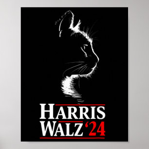 Poster Harris Tim Walz Valse 2024 Vp Drôle Chat Harris Wa