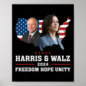 Poster Harris W 2024 Freedom Hope Unity Political Kamala (Devant)