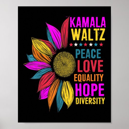 Poster Harris Waltz Peace Love Equality Hope Diversity (Devant)
