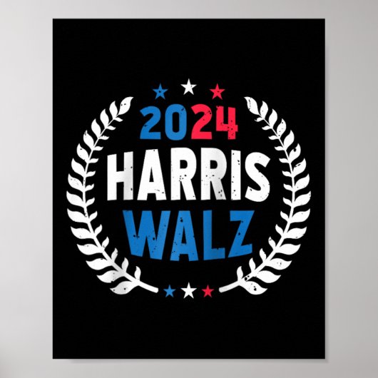 Poster Harris Walz 2024 Election Kamala Harris Tim Waltz (Devant)