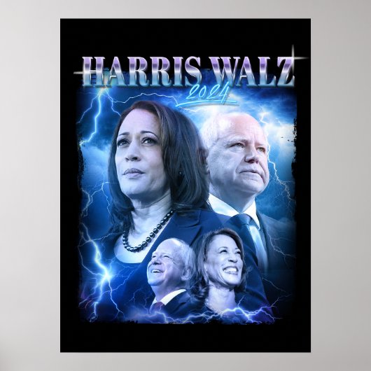 Poster Harris Walz 2024 Retro 90s Style (Devant)