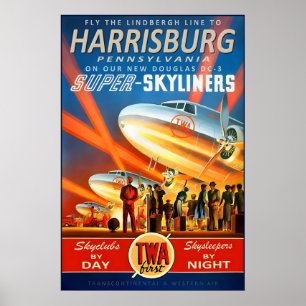 Poster Harrisburg Pennsylvanie Transcontinental & Western