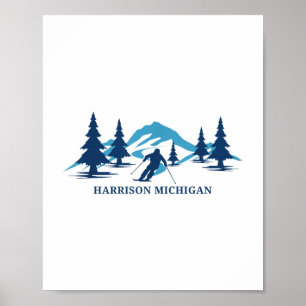 Poster Harrison Michigan Station de ski Ski Skier _1