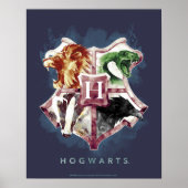 Poster Harry Potter | Blason d'HOGWARTS™ Aquarelle (Devant)