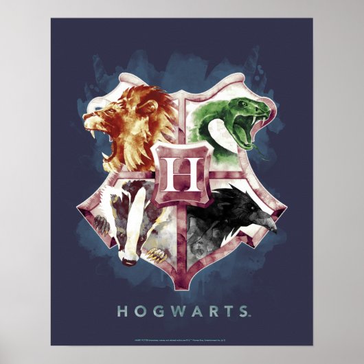 Poster Harry Potter | Blason d'HOGWARTS™ Aquarelle (Devant)