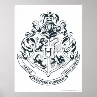 Poster Harry Potter | Cimier de Poudlard - noir et blanc