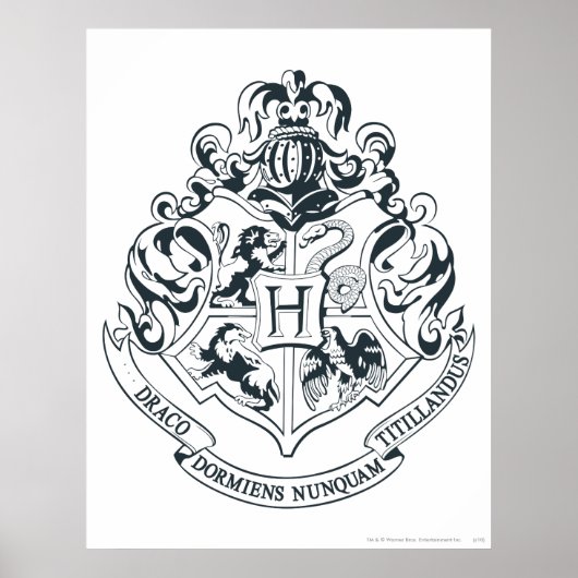 Poster Harry Potter | Cimier de Poudlard - noir et blanc (Devant)