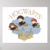 Poster HARRY POTTER™, Hermione & Ron Fly Over HOGWARTS™ (Devant)