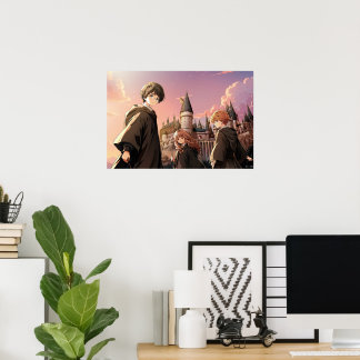 Poster HARRY POTTER™ Hermione & Ron HOGWARTS™ Scène d'ani
