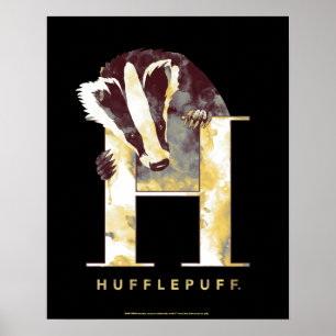 Poster Harry Potter   HUFFLEPUFF™ Blaireau Aquarelle