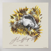 Poster HARRY POTTER™ HUFFLEPUFF™ Graphique floral (Devant)