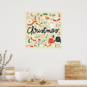 Poster Harry Potter | Joyeux Noël Avec Icônes Festives (Cuisine)