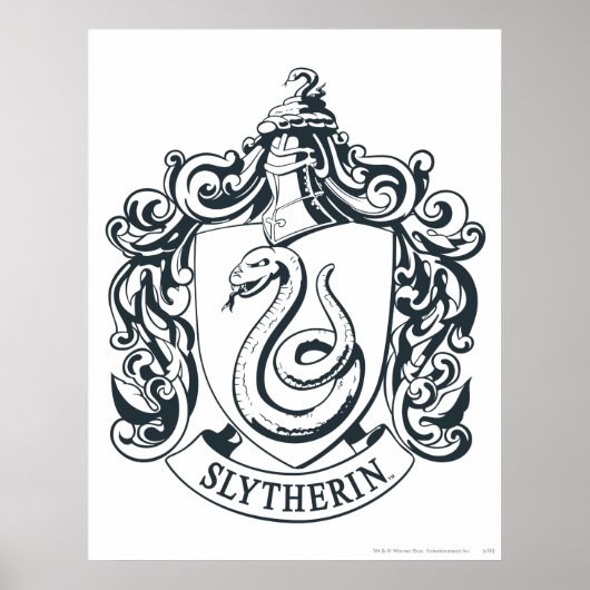 Poster Harry Potter | Slytherin Crest - noir et blanc (Devant)