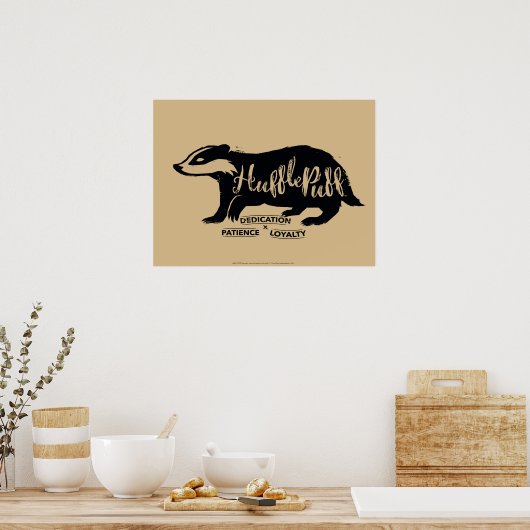 Poster Harry Potter | Typographie de silhouette HUFLEPUFF (Cuisine)