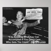 Poster Harry Truman tient un journal "Dewey aime Truman (Devant)