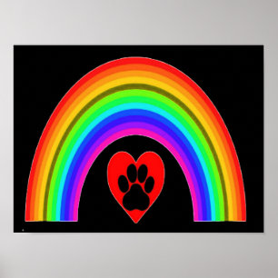 Poster Hart Met Poot Onder Een Regenboog