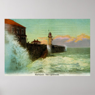 Poster Hartlepool vintage des années 1900 Le phare