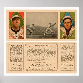 Poster Hartsel Strikes Out Baseball 1912