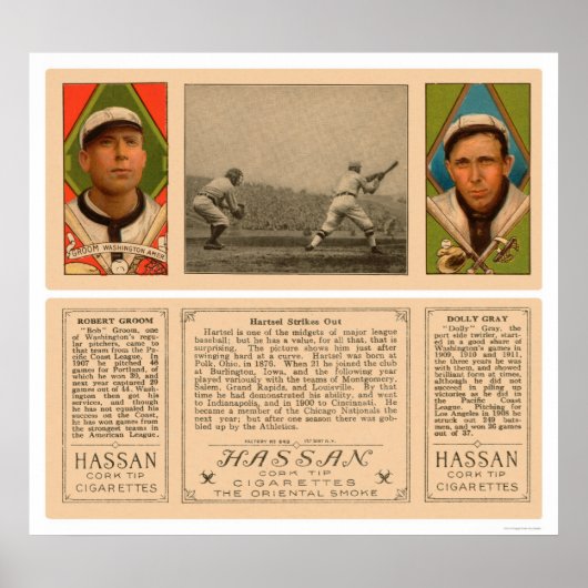 Poster Hartsel Strikes Out Baseball 1912 (Devant)