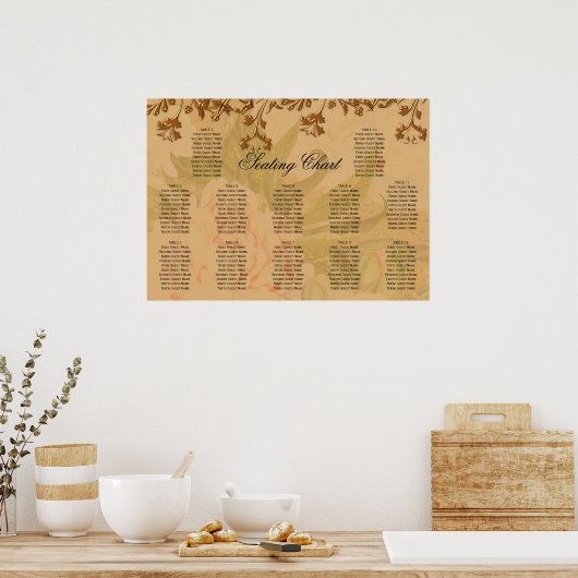 Poster Harvest Gold Peony Motif Boho Mariage Siège (Cuisine)