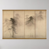 Poster Hasegawa Tohaku Pine Trees 16ème fawn Japonais (Devant)