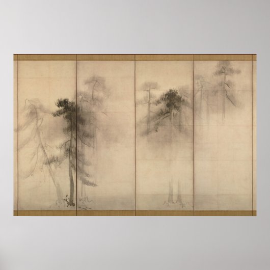 Poster Hasegawa Tohaku Pine Trees 16ème fawn Japonais (Devant)