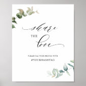 Poster Hashtag Chic Greenery, Partagez l'amour Mariage (Devant)