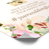 Poster Hashtag fleuri d'aquarelle du jardin d'été (Coin)