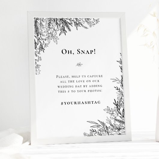 Poster Hashtag Mariage blanc et noir